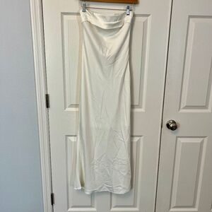 Zesica Strapless Backless Satin Maxi Dress White Bodycon S Quiet Luxury Retro